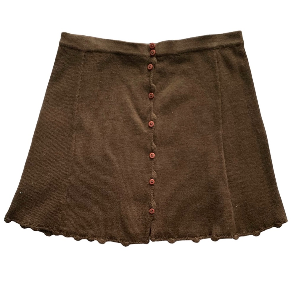 Vintage 60s 70s Ardee chocolate brown mini skirt, S